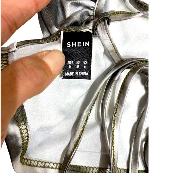 SHEIN Tie Dye Lace Up Backless Cami Top-Black Grey White - Picture 5 of 5